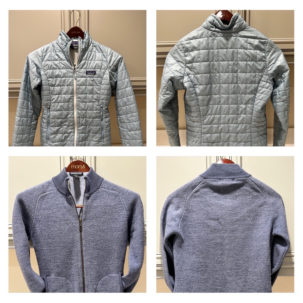 The Patagonia women's puff jacket and wool‎ jacket